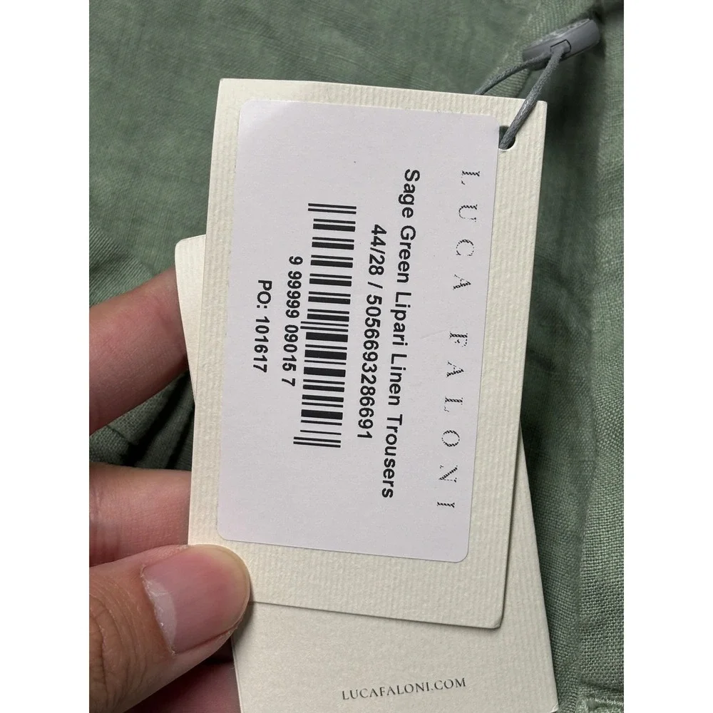 NWT Luca Faloni Sage Green Lipari Linen Trousers Mens 28 IT 44 L31 Made Italy